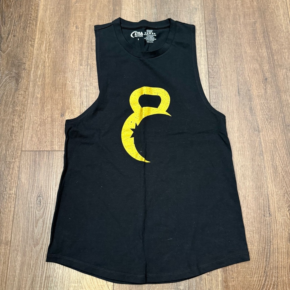 Zyia black and gold kettle bell tank